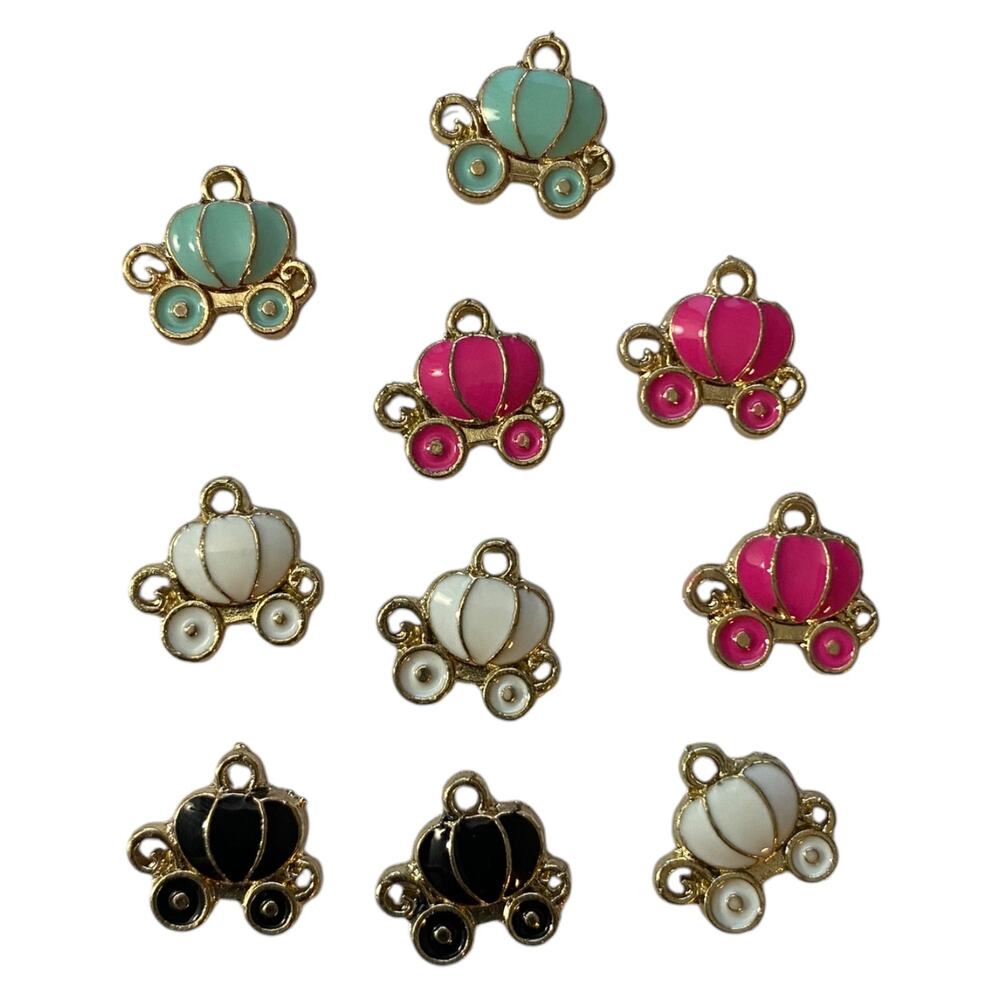 Pumpkin Carriage Decoration Multicolor Set Of 10 Charms
